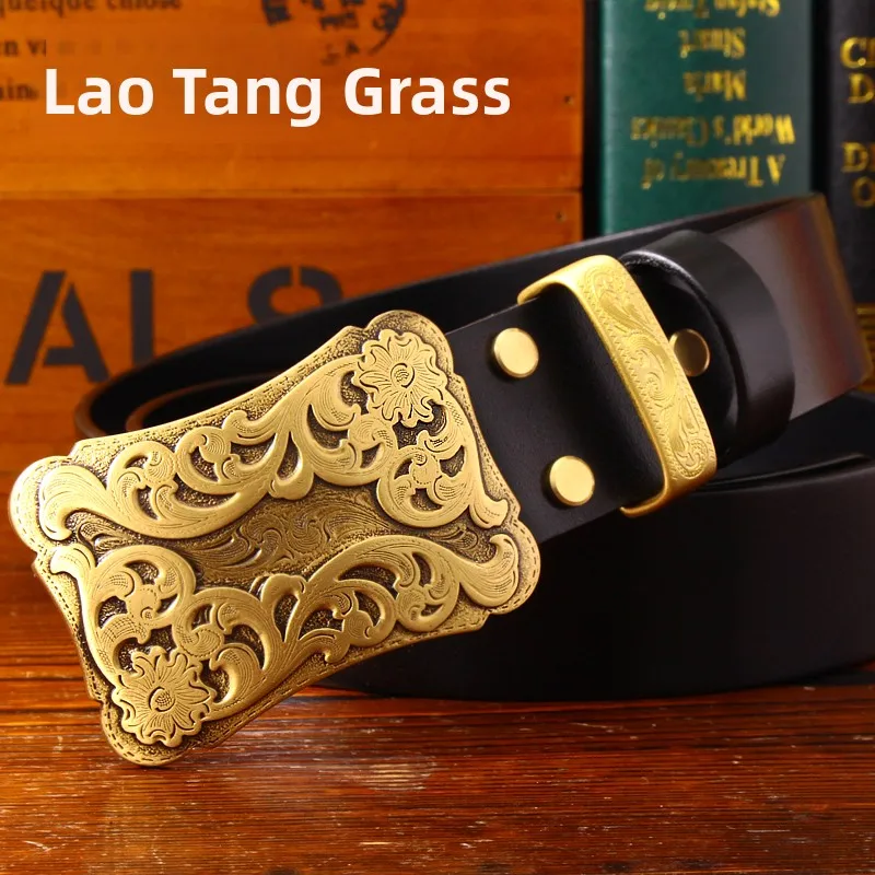 men's-brass-buckle-head-yellow-brass-floral-carving-leather-belt-smooth-buckle-waist-belt-for-young-and-middle-aged-people