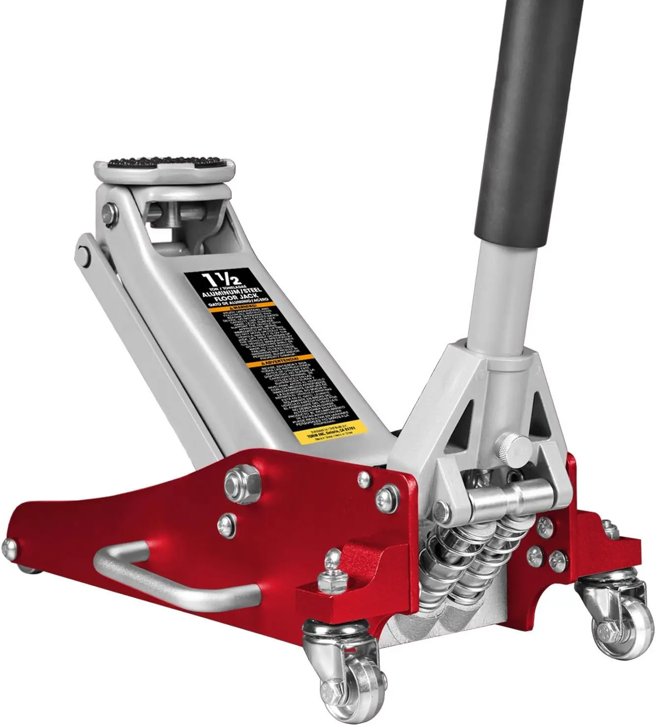 1.5 Ton Hydraulic Low Profile Racing Floor Jack with Quick Lift Pump, 3000 lb Capacity, Red
