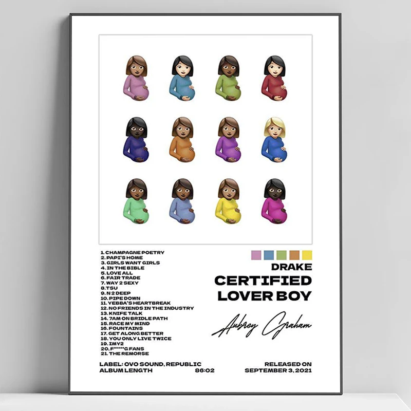 Nouveau Drake vues prendre soin ses chiens de perte couverture d'album de musique impressions sur toile affiche décoration intérieure de la maison décor mural de salon