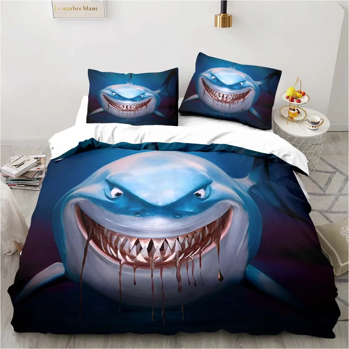 

3D Shark printing bed set set various shark pattern pillowcase quilt cover bedding single bed double bed bedding set luxury gift