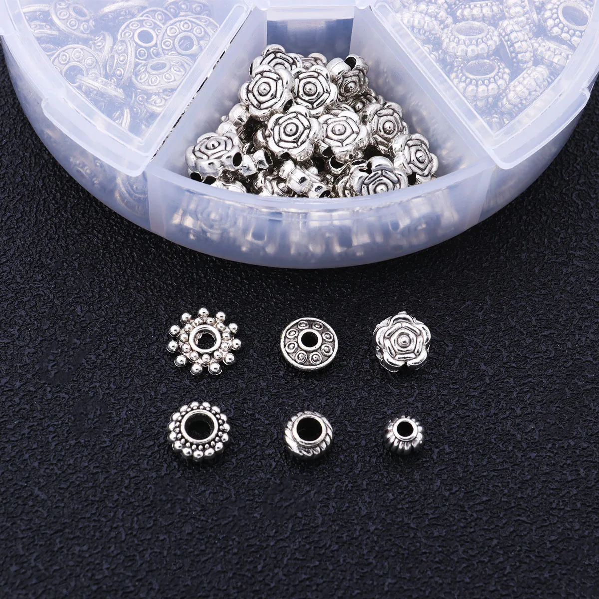 

300pcs Alloy Flower Pendants Tibetan Silver Spacer Beads Mixed Charms DIY Jewelry Making Crafts Retro Accessories