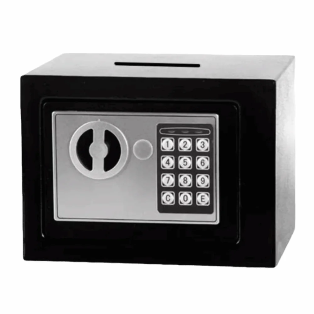 Caja de Seguridad Antirrobo con Contraseña, Caja de Seguridad Compacta con Cerradura de Combinación, Funciona con Batería, con Ranura para Monedas, Caja Fuerte Digital Pequeña