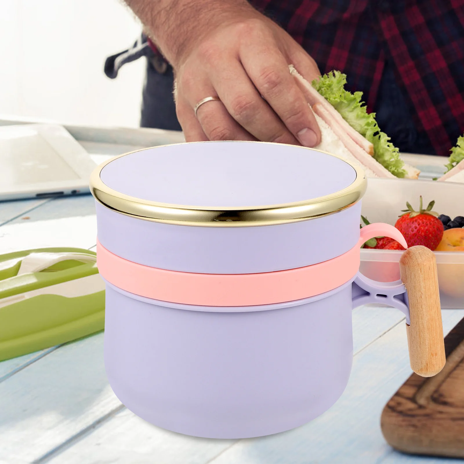 

Large Handle Bento Box Portable Food Container Leakproof Microwave Safe Adult Lunch Box for Work School Travel