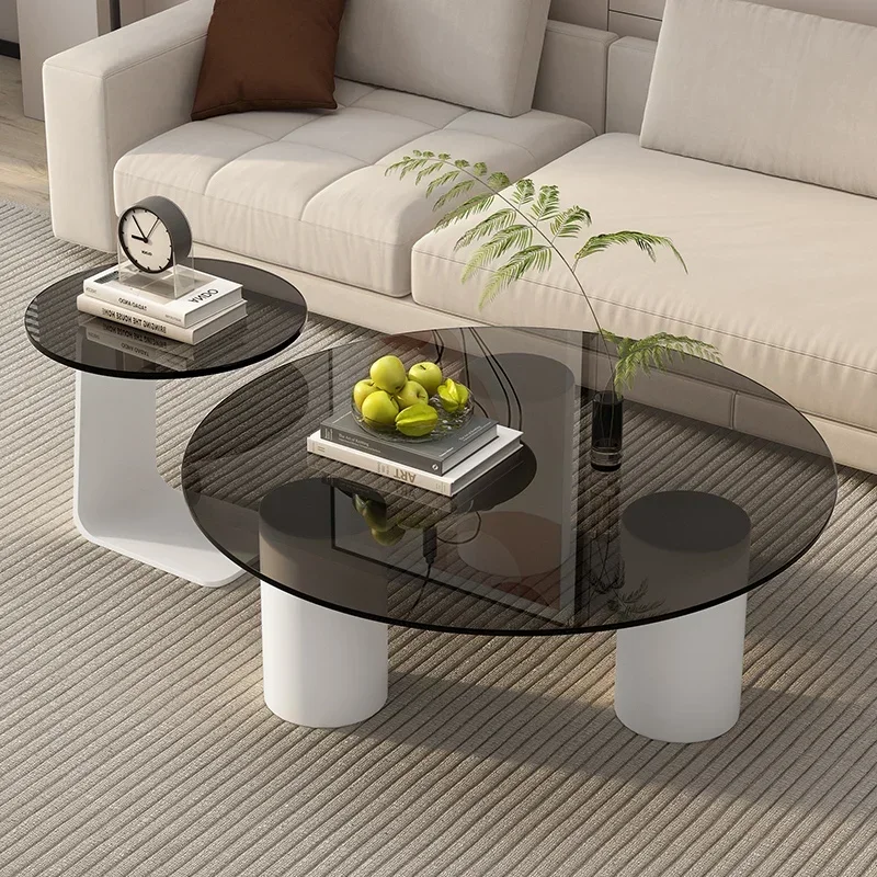 

z Round Living Room Coffee Tables Modern Luxury Coffee Table Glass Transparent Design Bedroom Center Home Furniture