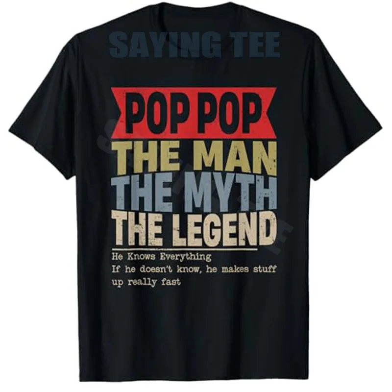 Pop Pop The Man The Myth The Legend Retro-Vatertags-T-Shirt, originelles Geschenk für Papa, Ehemann, Y2k, personalisiertes T-Shirt mit Buchstaben und Sprüchen – Detail 3