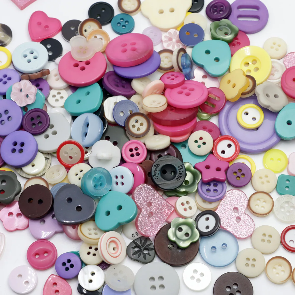 Resin Buttons, Assorted Sizes Craft Buttons About 100 Pcs for Sewing DIY Crafts,Children\'s Manual Button Painting, Mixed Colors