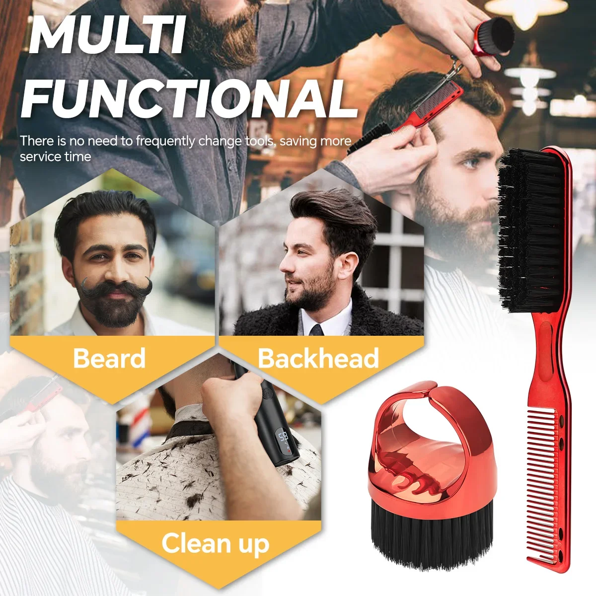 

Barber Neck Duster for Hair Clipper Cleaning, Salon Styling Tool with Nylon Bristles, Polychrome Hair Dust Brush for Barbershop