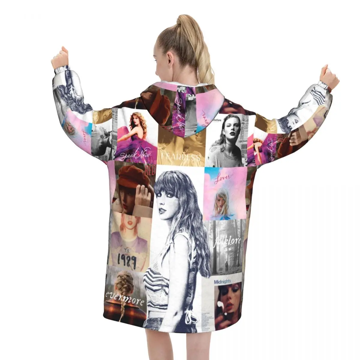 Taylors Eras Tour Merch Swifite Blanket Hoodie Wearable Popular Song Album Cover Blanket with Pocket Warm Sleeping Bag Onesie