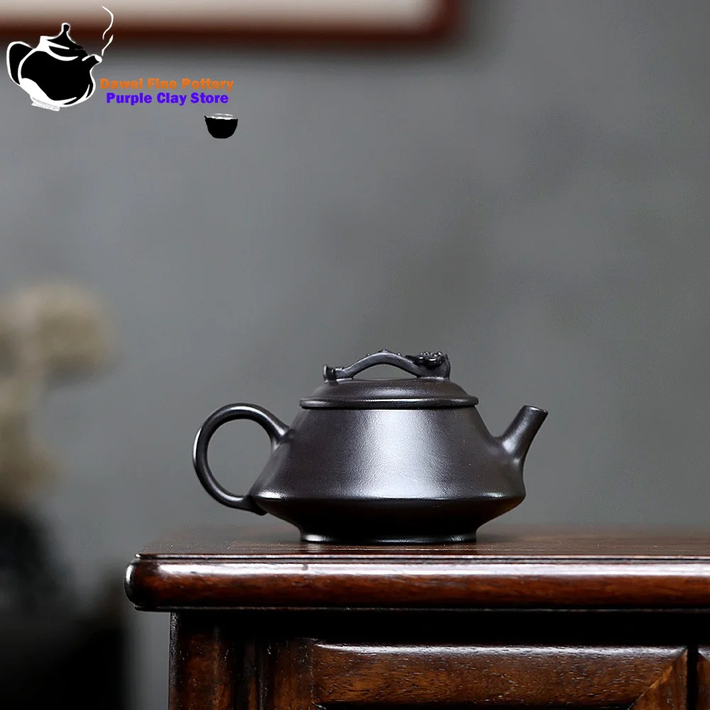 Tetera de arcilla púrpura Yixing, mineral original, barro negro, nubes observación, escucha a la lluvia, juego de té de Kung Fu, tetera china