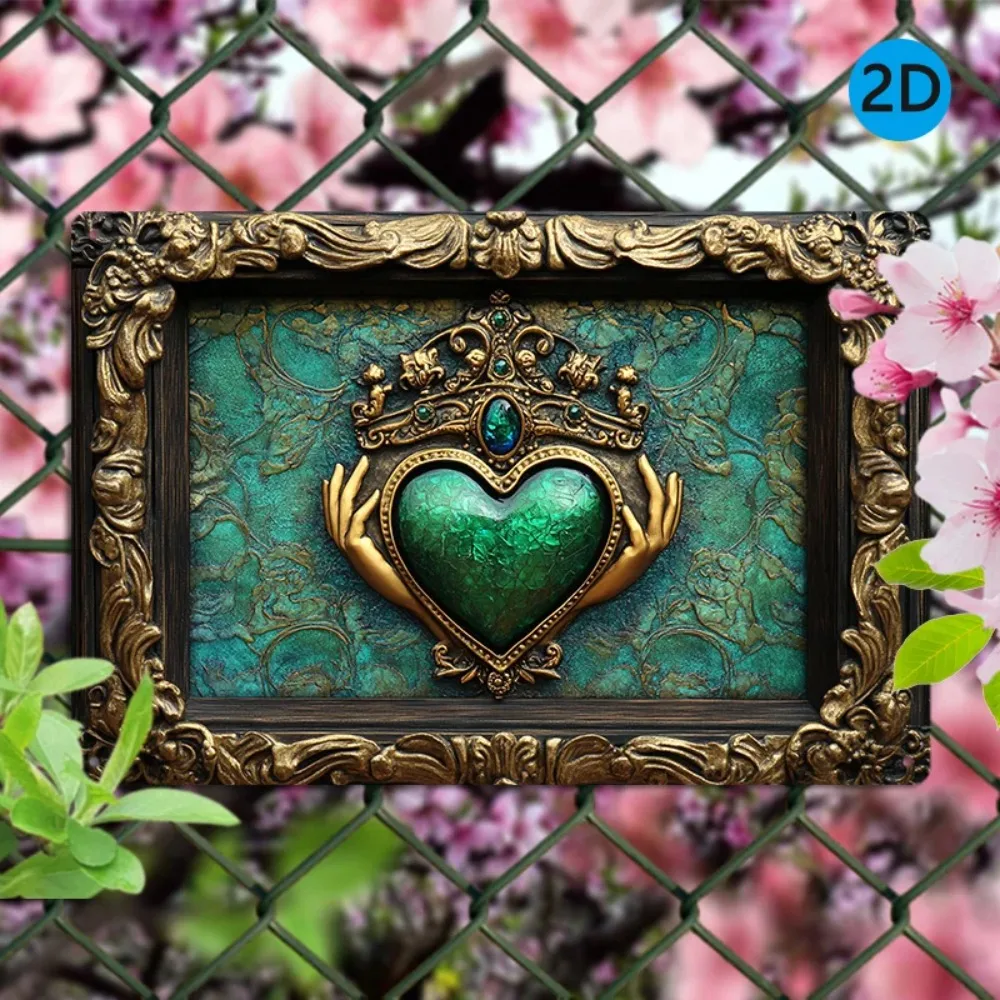 1pc Aluminum Metal Wall Art 8x12in Red Heart Hands Design Bedroom Decor Sign