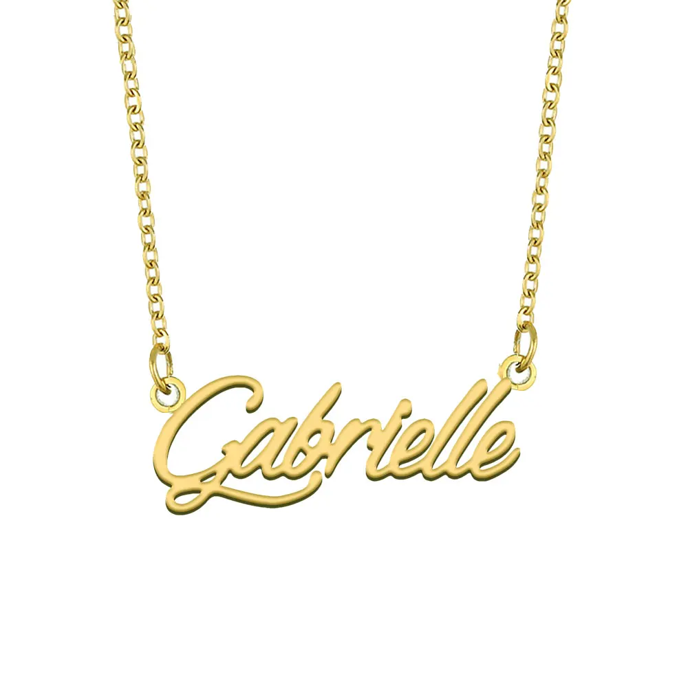 

Gabrielle Name Necklace for Women Stainless Steel Jewelry Gold Color Nameplate Pendant Collares Para Mujer Letters Choker