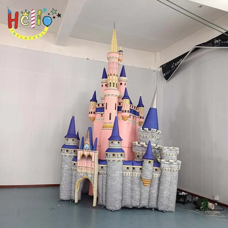 Giant Outdoor Inflatable Pink Princess Castle Model Custom Advertising Inflatable Castle For Theme Park Decor