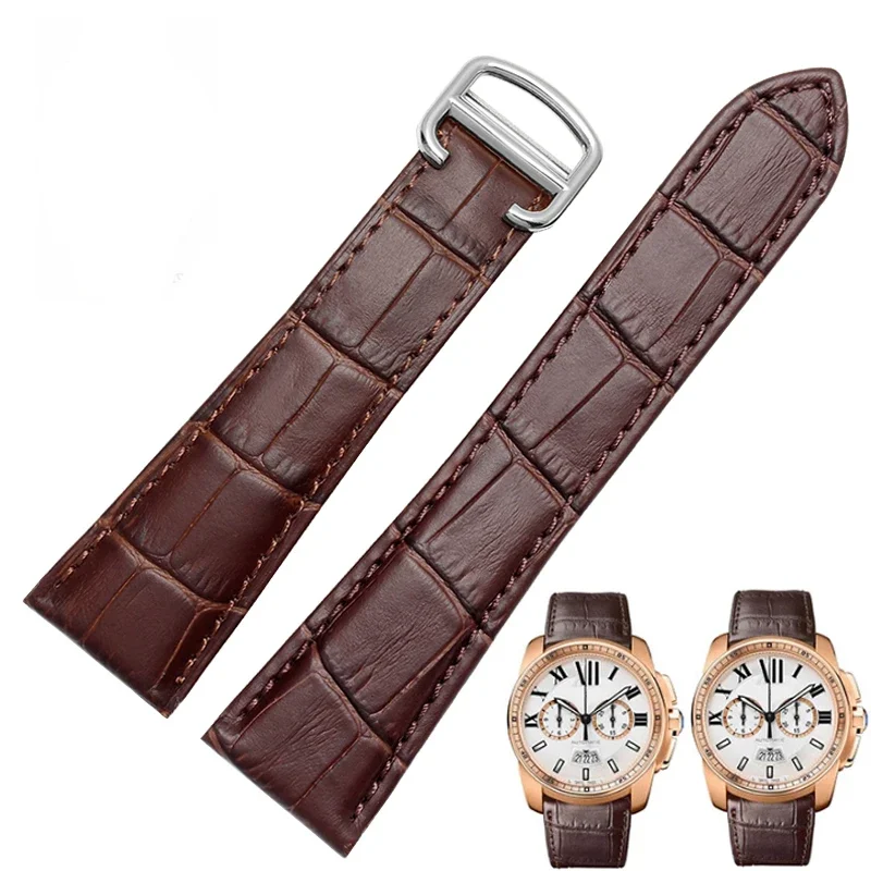 Cinturino per orologio in vera pelle da 16mm 18mm 20mm cinturino per orologio con fibbia di distribuzione nero blu marrone per Cartier Tank Solo Blue Ballon