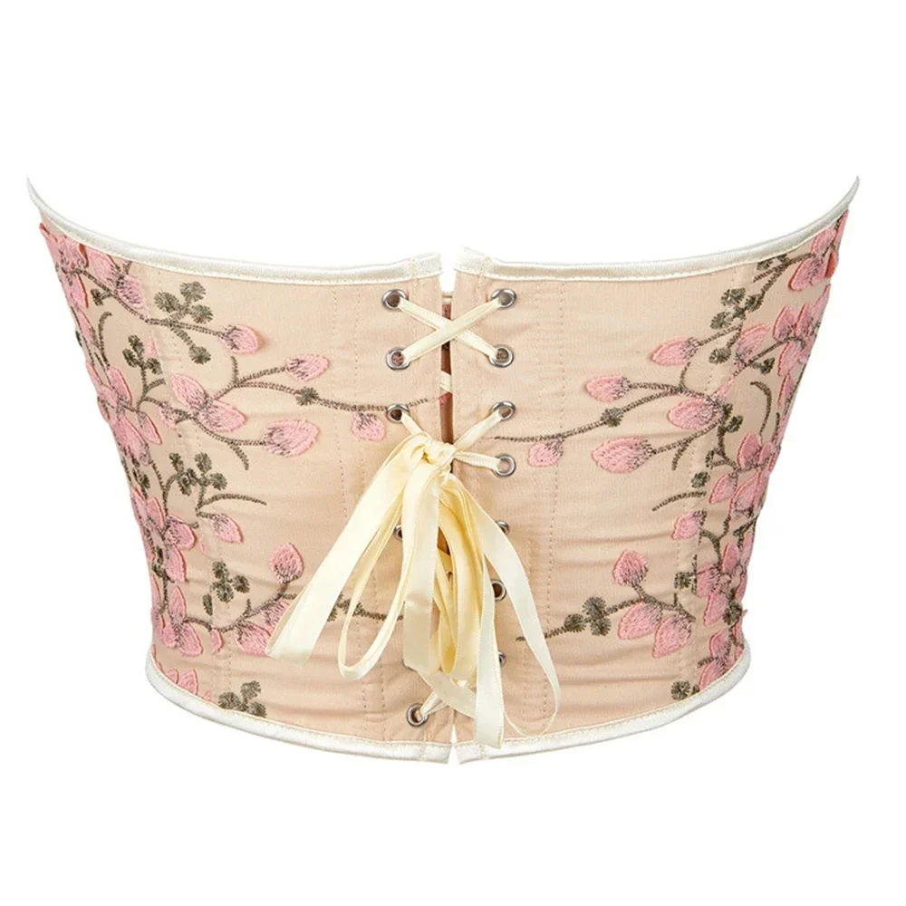 Female Jacquard Flower Vintage Bustiers And Corset Sexy Lingerie Gothic Shapewear Overbust Crop Top