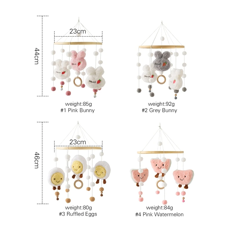 Baby Rattle Toys 0-12 Months Felt Wooden Mobile Newborn Music Box Crochet Bed Bell Plush Hanging Toys Holder Arm Bracket ﻿Gifts