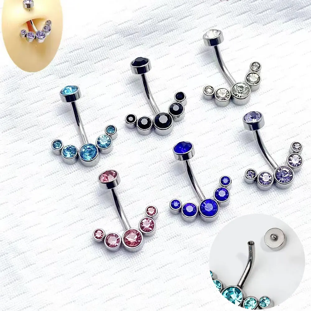 

Surgical Steel Belly Button Rings 14G Zircon Navel Ring Internal Thread Belly Ring for Women Belly Nombril Piercing Jewelry