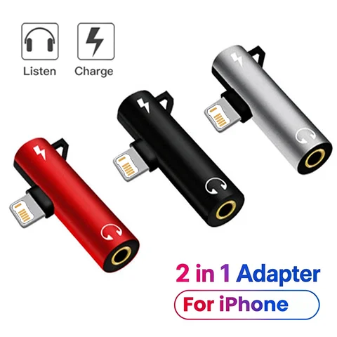 2 in 1 Lighting to 3.5mm Audio Charging Adapter For iPhone 11 12 13 14 Pro Max X XR XS Headphones Audio Cable Connector Splitter