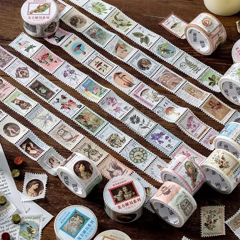 8 Rolls Vintage Stamp Washi Tape Set For Diary Photo Album Notebook Scrapbooking Planner Stationery Sticker