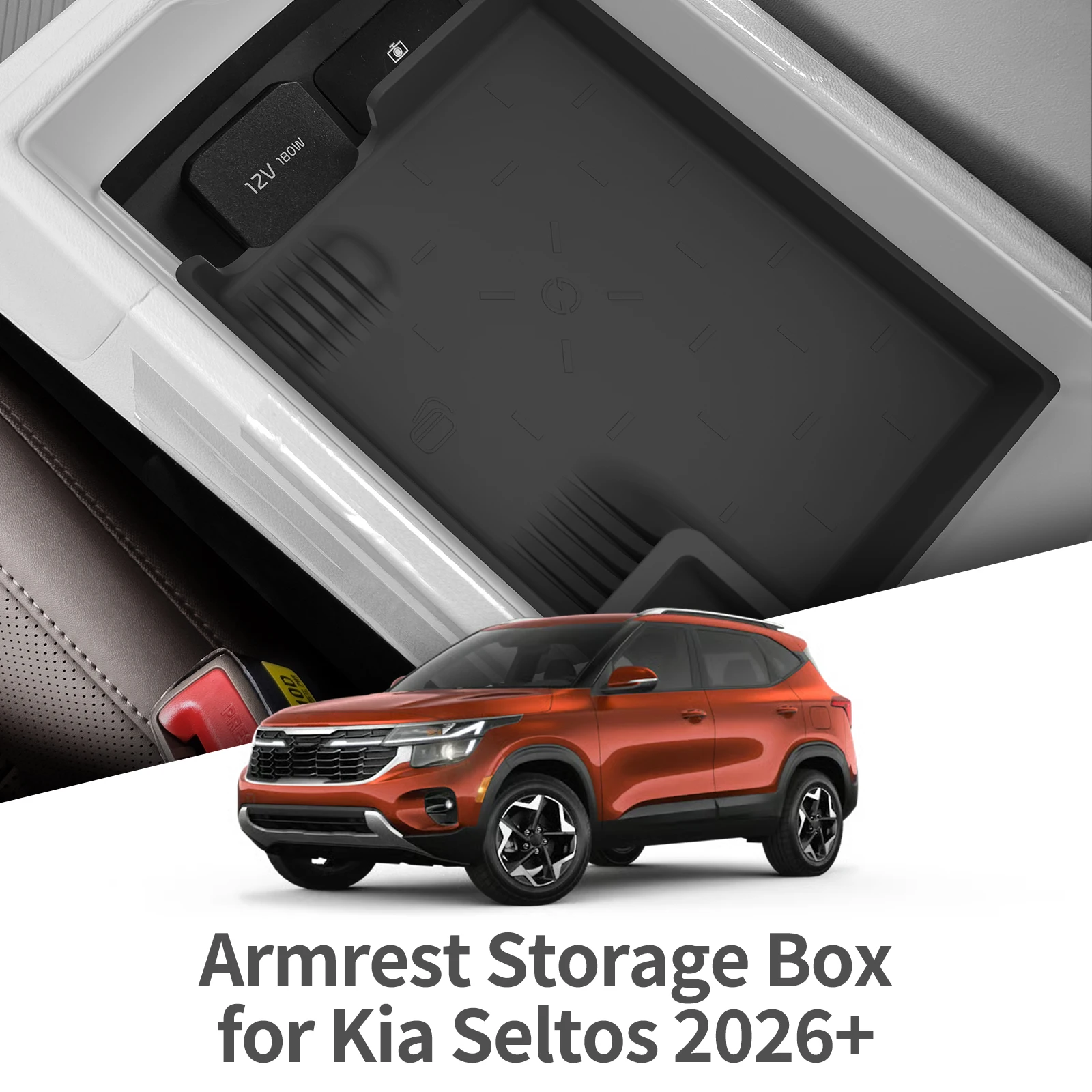 for Kia Seltos GT-Line 2026 High Trim Upgrade Version Center Console Armrest Storage Tray Car Interior Accessories