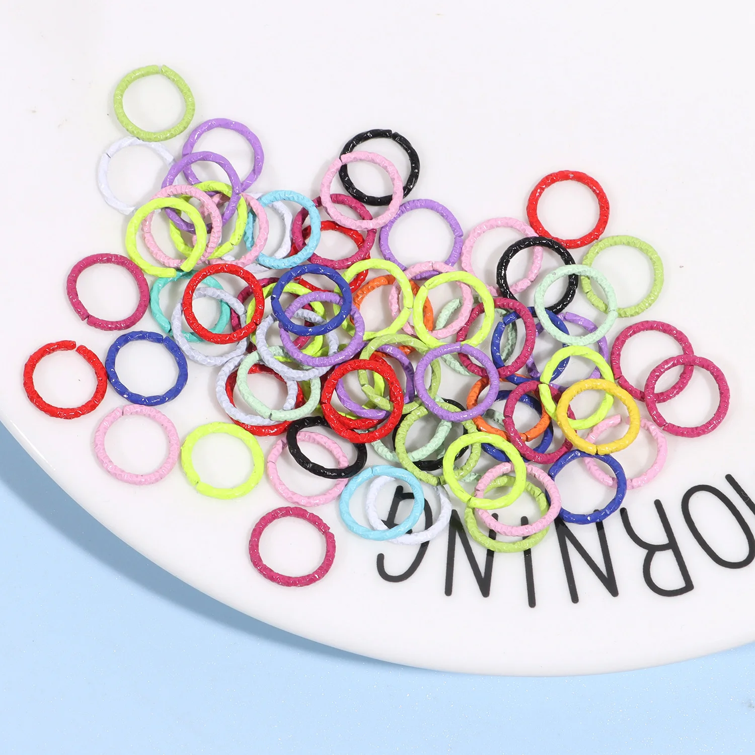 8/10/12/14/16mm 50pcs Embossed Opening Single Ring Iron DIY New In Mixed Color Circle Baking Varnish Jewellery Accessories