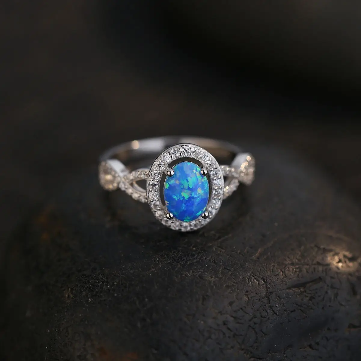 2024 Hot selling S925 Sterling Silver Natural Stone Blue Aobao Micro Set Ring Fashion Ring for Women