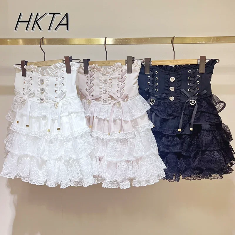 Japanese 2025 Spring and Summer Mine Series Soft Girl Sweet Multi-layer Lace Skirt Lolita Sweet Ruffle Edge Liz Skirt Culottes