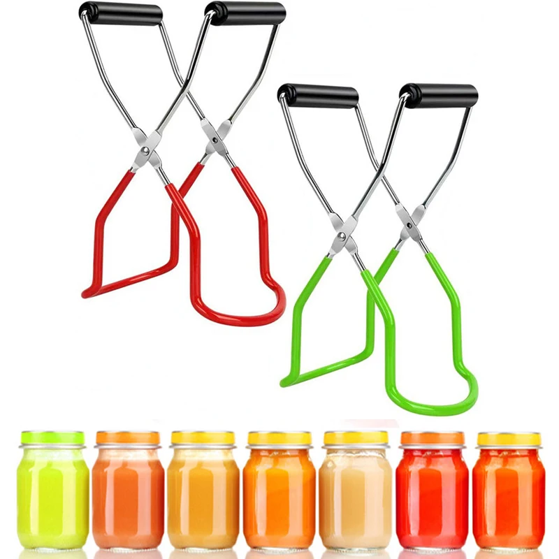 Canning Jar Lifter Tong Stainless Steel Can Tong Clip With Grip Handle Heat Resistance Anti-Clip Glass Bottle Holder KitchenTool