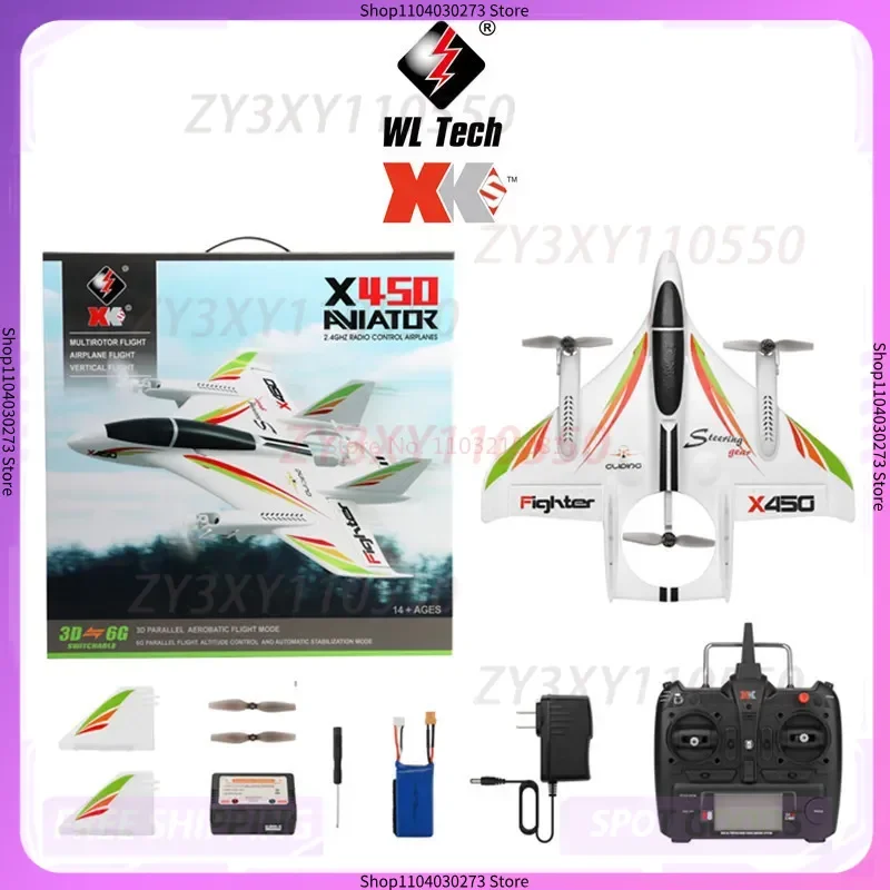 

Wltoys Xks X450 Радиоуправляемый самолет 2,4 г Пульт дистанционного управления 3d 6g 6ch Фиксированное крыло Светодиодный вертикальный взлет Rc Подходит для начинающих Игрушка-планер