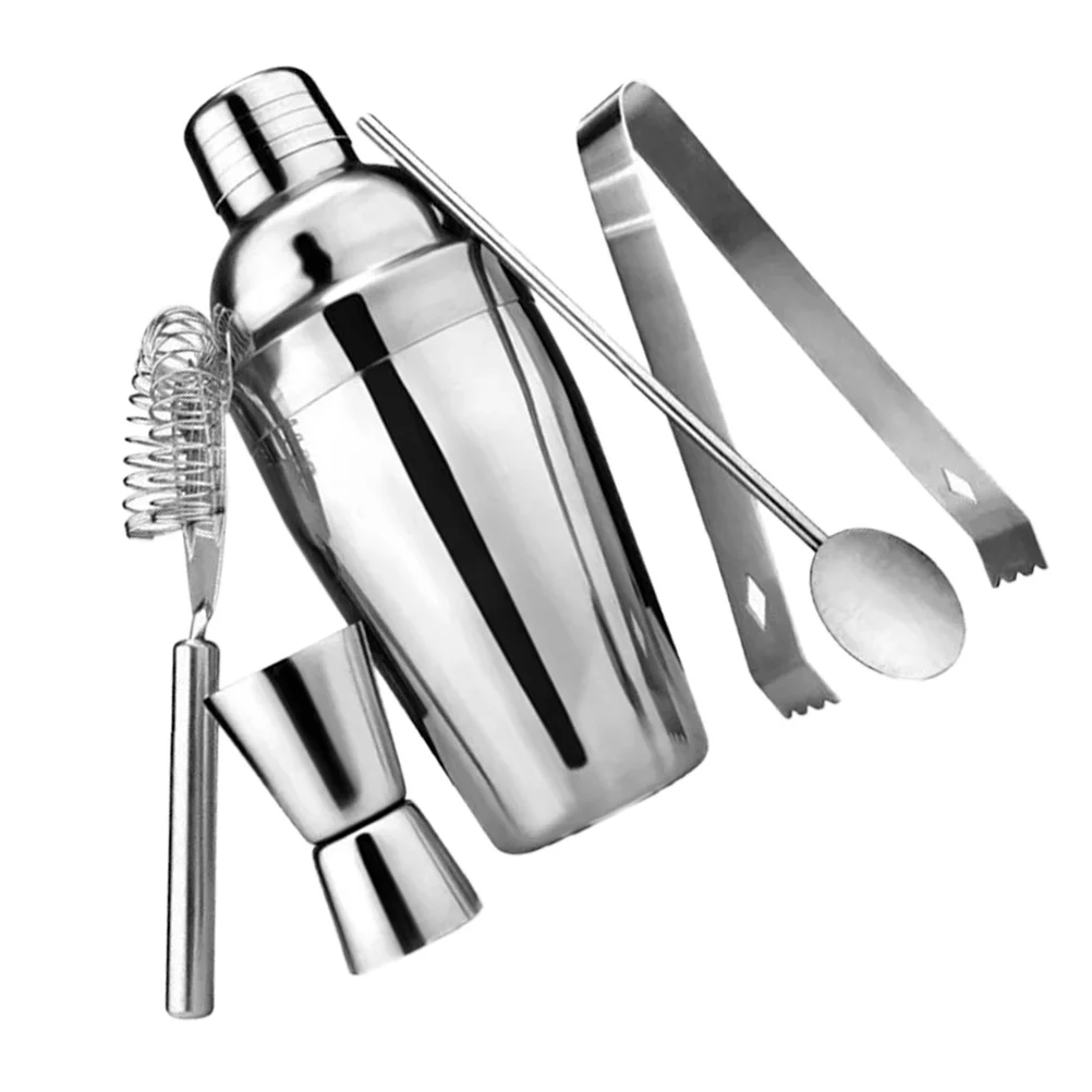 

5 Pcs Cocktail Bartending Props Stainless Measuring Jigger Drink Mixer Supplies Professional Strainer Bar Tools Modern Design