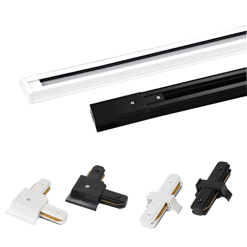 0.5m black white 2 wire track rail straight L T cross connector jointer for 2 wire track light LED spotlight rails