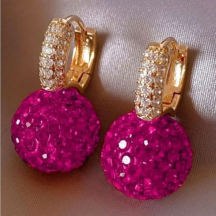Einzigartig gestaltete, mit Strass besetzte Kugelohrringe für Damen, modische, funkelnde Ohraccessoires, Schmuck, Geschenke für Mädchen, Party, Freizeitkleidung – Detail 4