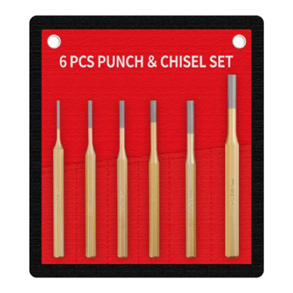 For Brickwork Metal Concrete Flat Chisel Punch 6 Pcs Chisel Set  Flat Center Punch Chisels For Stone Processing With Storage