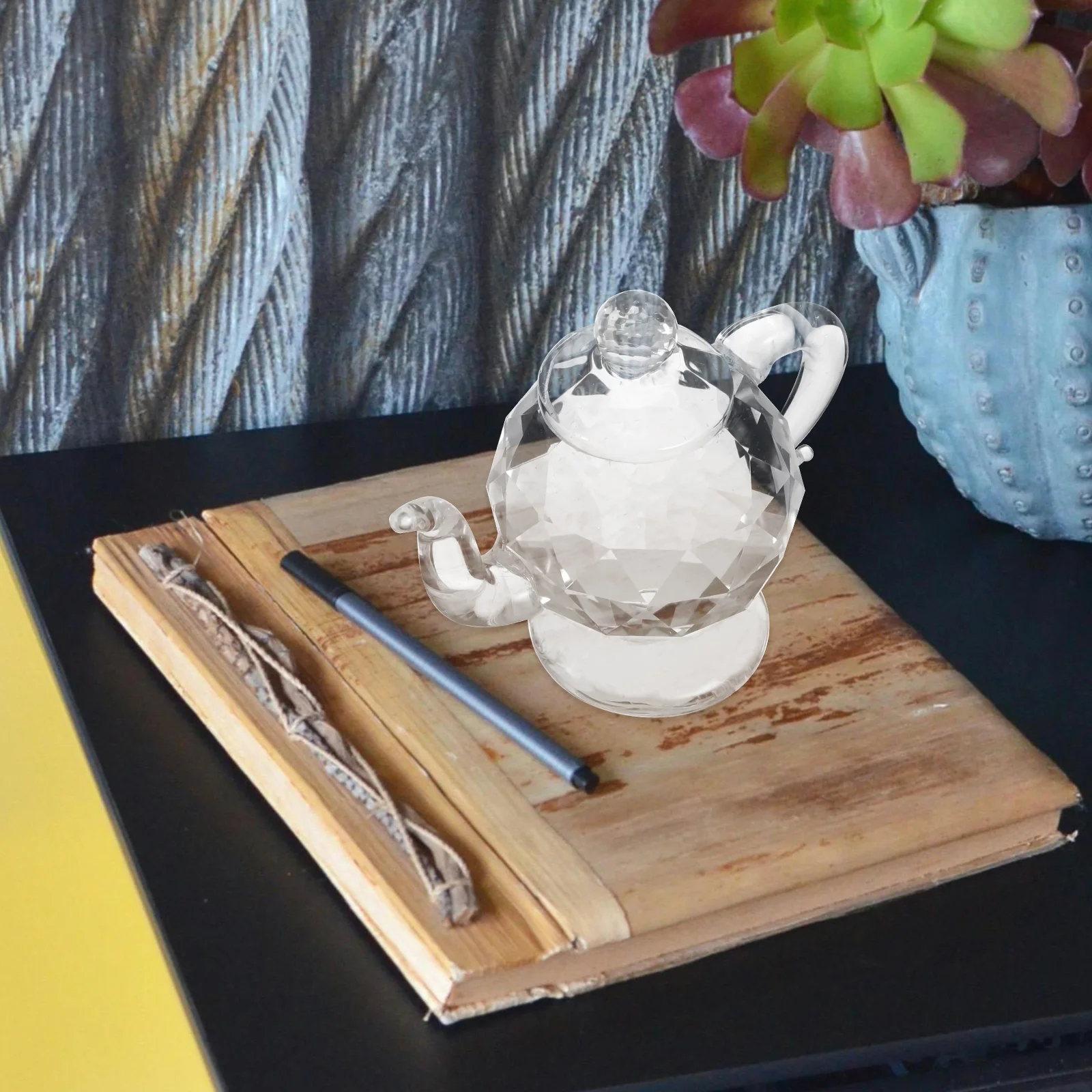 

Mini Crystal Tea Pot Ornament Exquisite Compact Crystal Teakettle Decor Desktop Home Office Car Interior Decoration