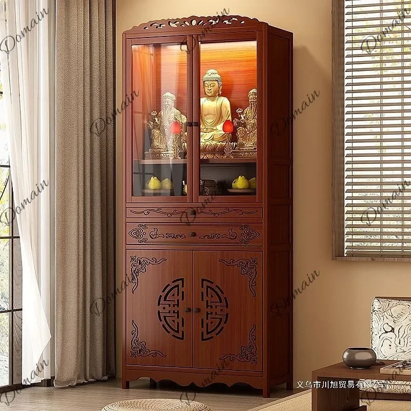DS Chinese Simple Buddha Altar Table Stand Home Worship Shrine Cabinet for Kwan Yin God of Wealth H