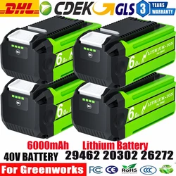 For Greenworks 40V 6Ah Gmax Cordless Hedge Trimmer Battery Used For String Trimmer Pruning Shear Lawn Mower Power Tools