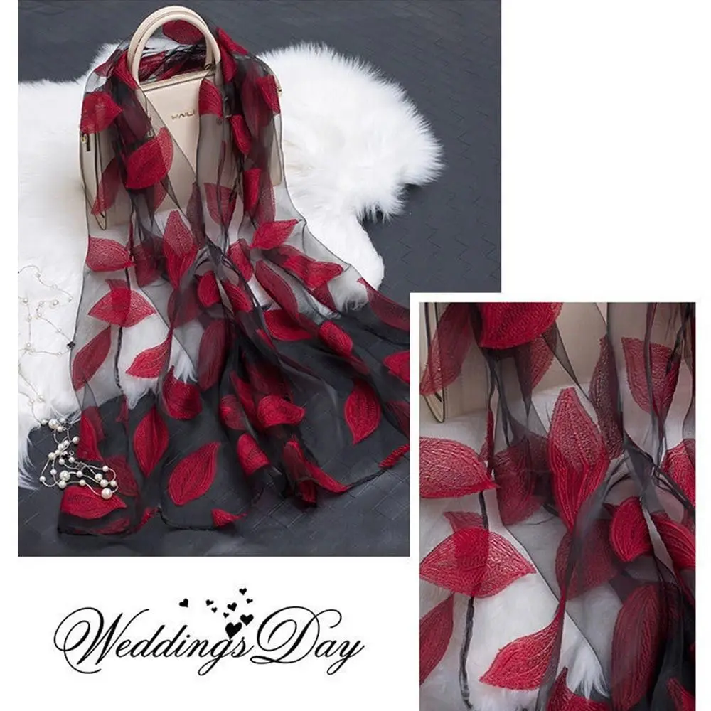 Summer Lightweight Silk Scarf Soft Organza Gauze Sheer Wrap Breathable Pashmina Women image 2