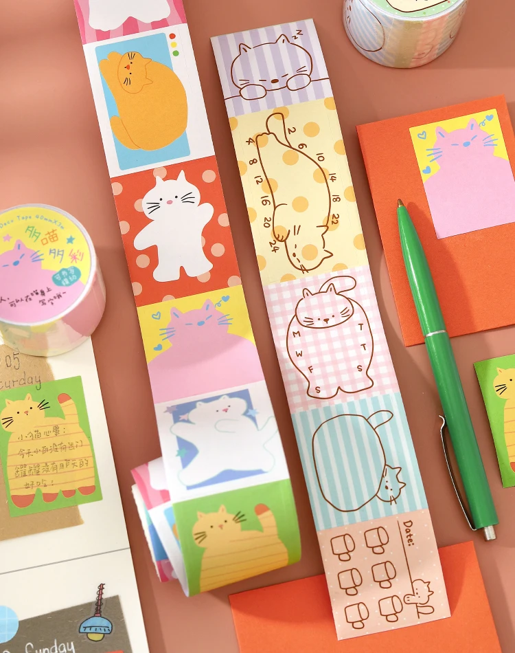 Niedliches Cartoon-Katzen-Washi-Tape im koreanischen Design, Matsugoda-Papierband für Schreibwaren, Büro, DIY-Bastelarbeiten und Dekoration – Detail 25