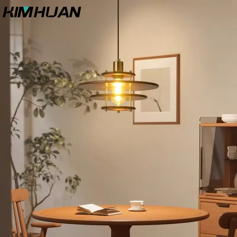 

KIMHUAN Wood Flying Saucer LED Chandelier Walnut Retro PH Lamp for Restaurant Bar Table Study Room Designer Lighting Fixtures