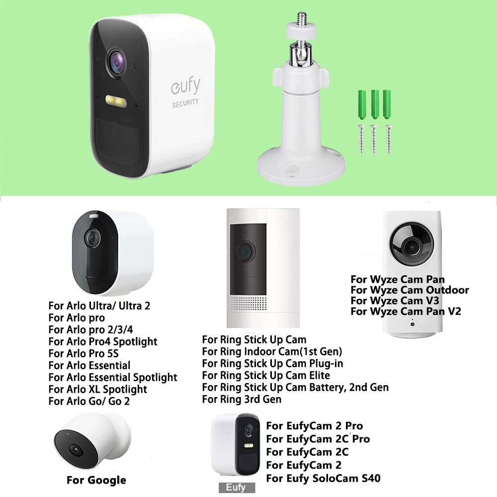 Support mural pour camra de scurit, Ring Stick Up Cam,Ring 3rd Isabel, Arlo Pro 4,Arlo Ultra,Wyze Cam saupoudrer, wald 5,00 Cam, support rglable  2,360 