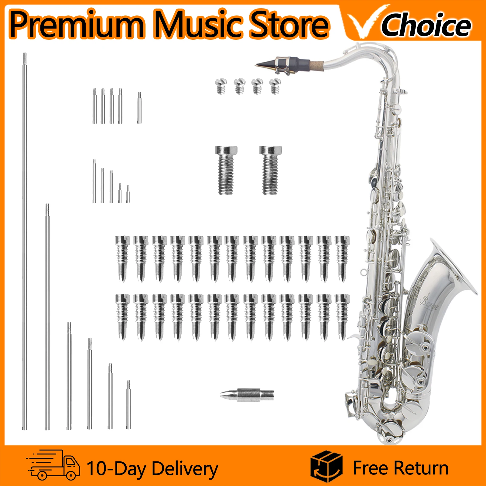 49 pçs/set tenor sax saxofone peças de reparo instrumento vento kit ferramenta reparo parafuso rosca haste cônica prego saxofone acessórios