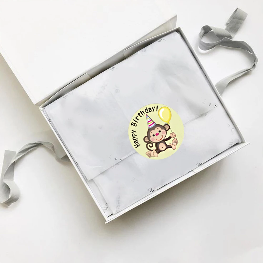 100-500 Chiếc Dễ Thương Chúc Mừng Sinh Nhật Dán Sinh Nhật Tặng Trang Trí Niêm Phong Hãng Đồ Chơi Trẻ Em Tặng Gói Thêu Sò Miếng Dán