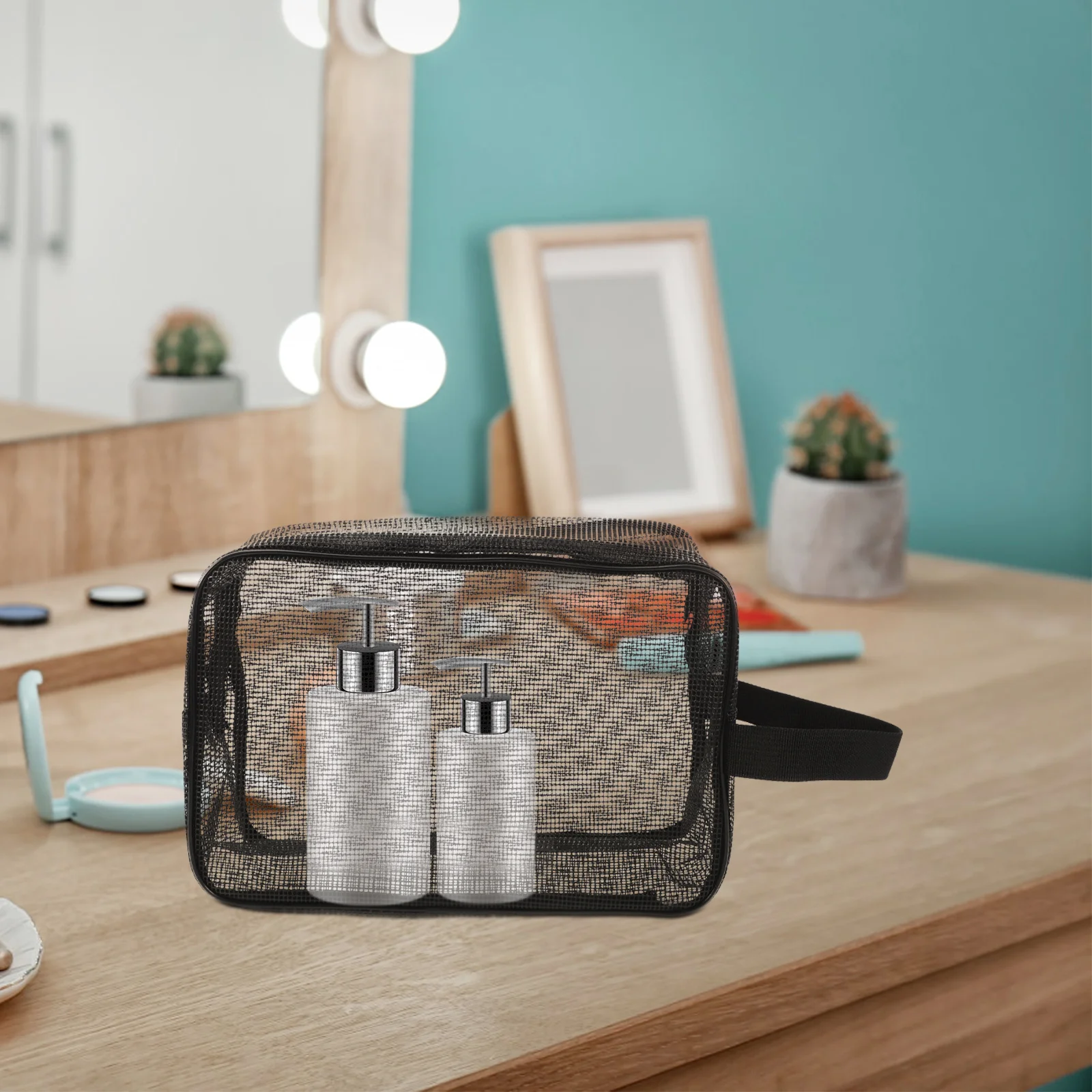 

Mesh Shower Bag Portable Zipper Large Capacity Toiletry Bag for Gym Travel Dorm Shower Organizer Mesh Storage