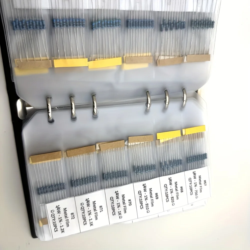 0.25W 122/130/140/158Values 1R~10M Ohm 1/4W 1% Metal Film Resistor Assorted Resistor Kit Pack Sample Book