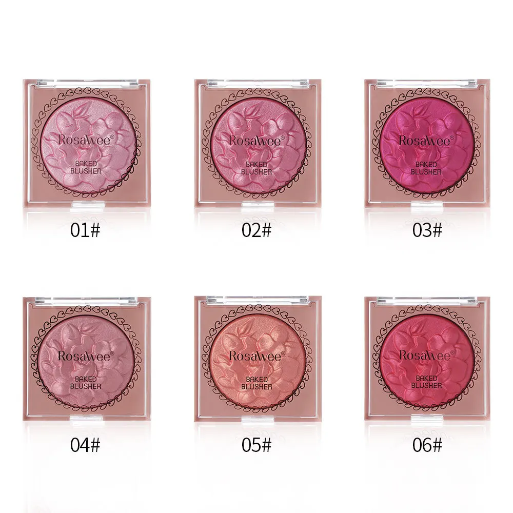 Flower Embossed Mashed‑potato Baked Blush, Sparkling Pearlescent Rouge, 3D Shimmer Brightening Long‑lasting Facial Makeup