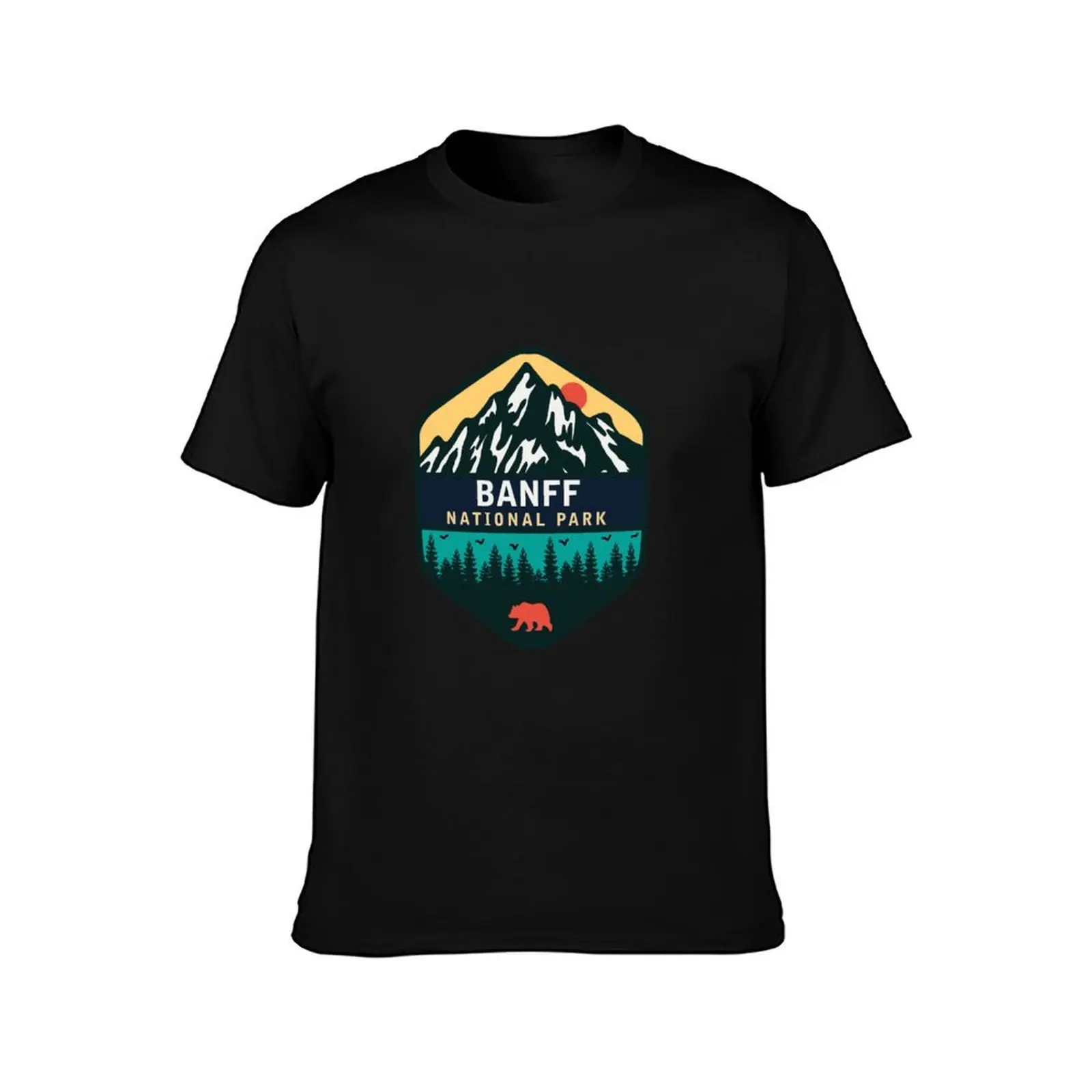 banff national park T-Shirt, Summer Casual Cotton Tee, Oversized Streetwear Tops, Vintage Graphic Print, Loose Fit Short Sleeve