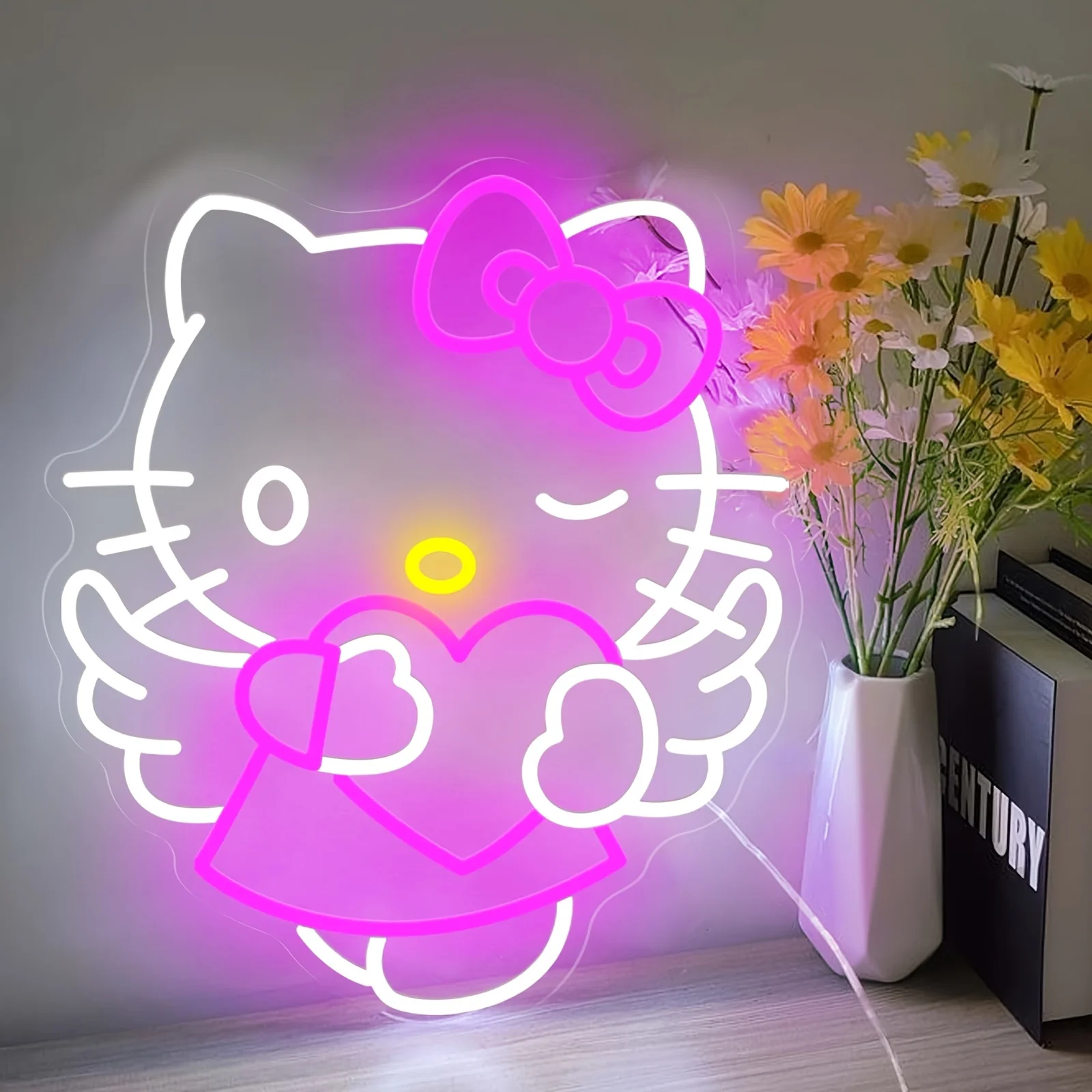

Hello Kitty with Love Neon Sign LED Night Light Dimmable USB Powered for Bedroom Party Club Home Decor Gift for Friends Girls