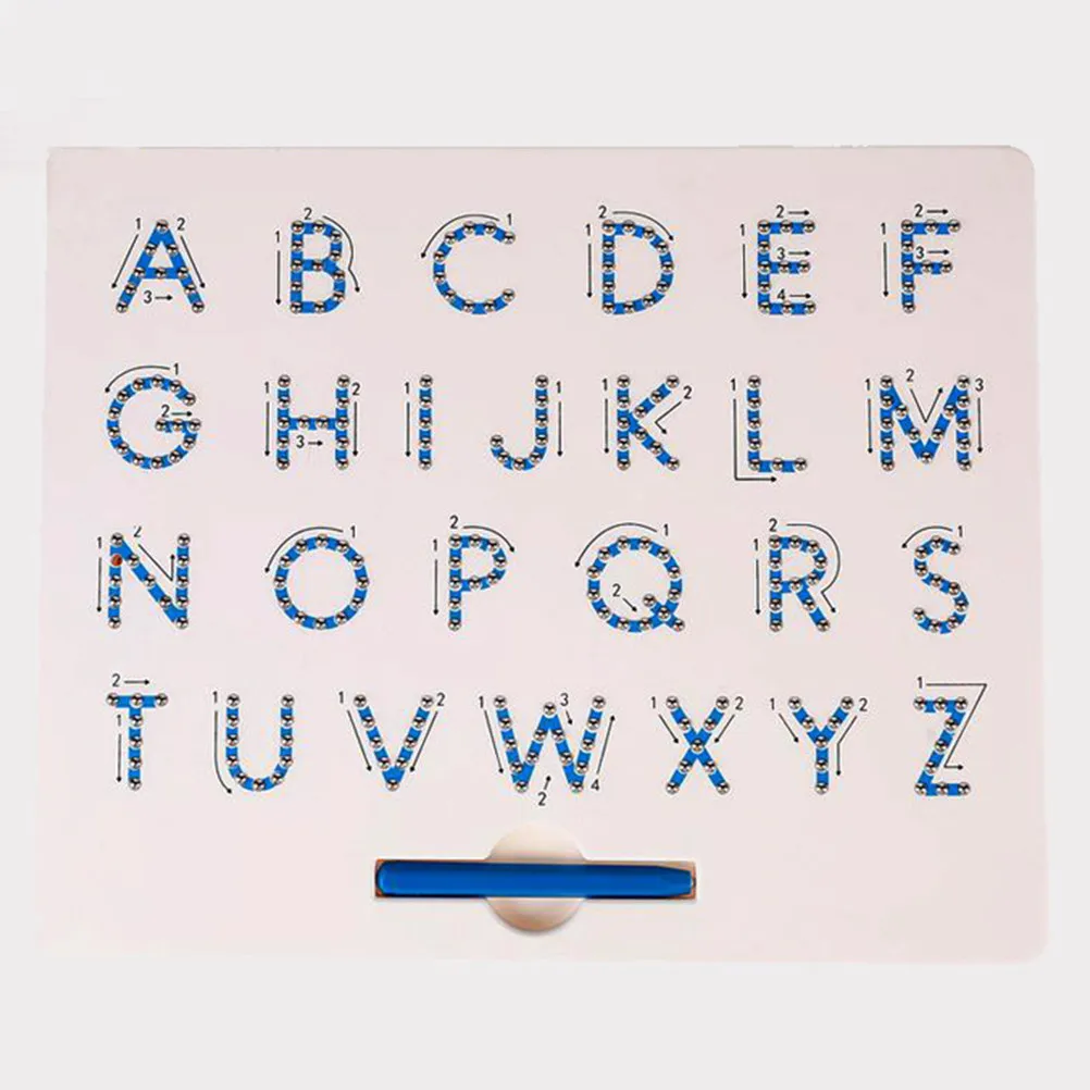 Alphabet Sketchpad Magnetic Drawing Board Steel Ball Design Letter Tracing Tool for Kids Hand Eye Coordination Sky Blue