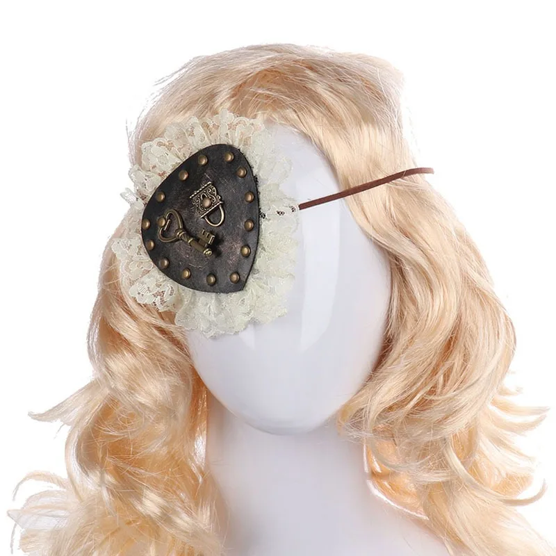 Halloween Carnival Party Props Pirate Gothic Punk Retro Keylock Lace Cyclops Eye Mask