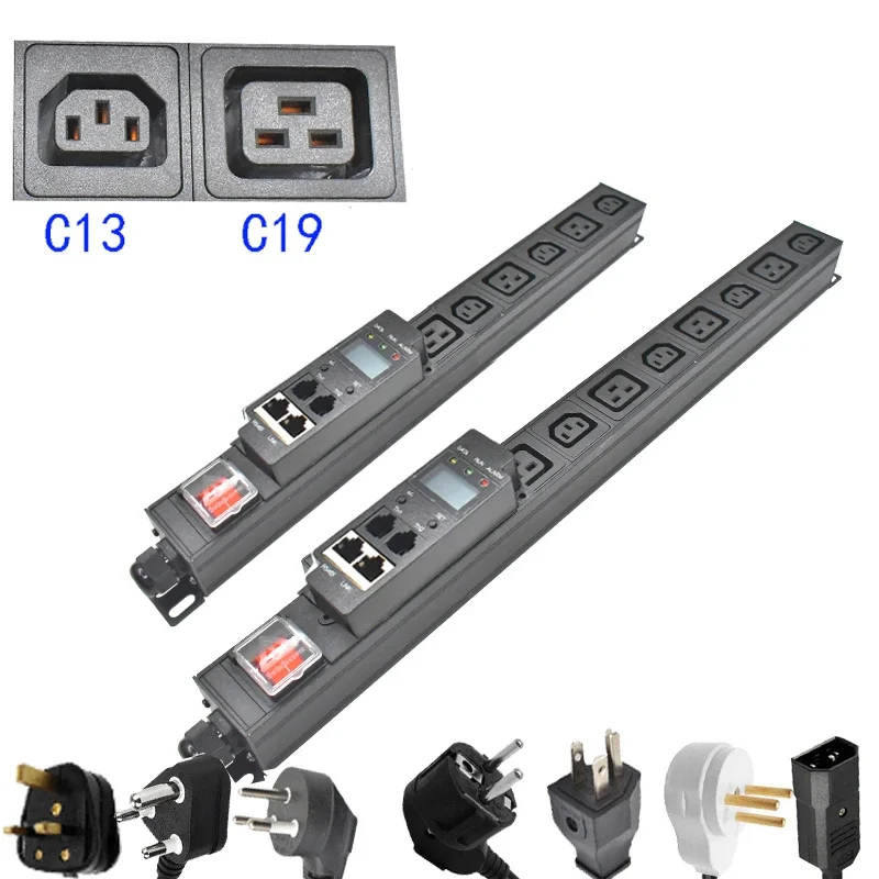 

PDU power strip power distribution unit Intelligent current and voltage detection meter C13 C19 socket 2 meter extension line