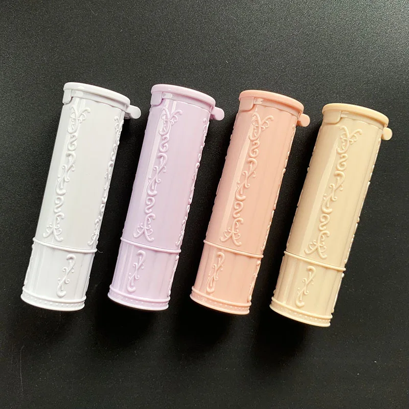 50 Uds. Estuche de lápiz labial de lujo de 12,1mm contenedor vacío tubo de bálsamo labial blanco rosa púrpura con tapa de rosca de espejo embalaje para cosméticos